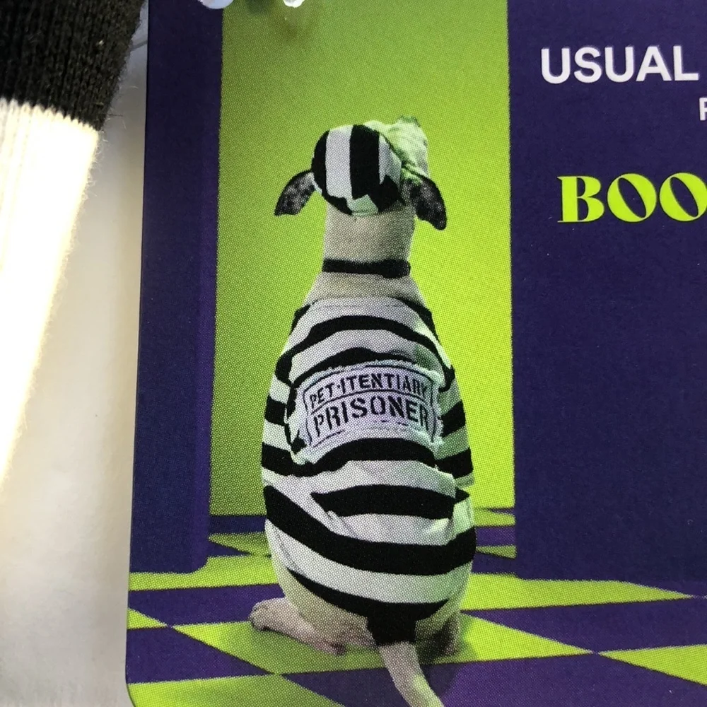 NWT Halloween prisoner dog costume L